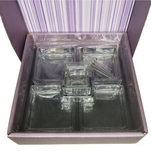 Snack Serving 5pc Set with 4 Metal Skewers Geometric Square Puzzle NIB